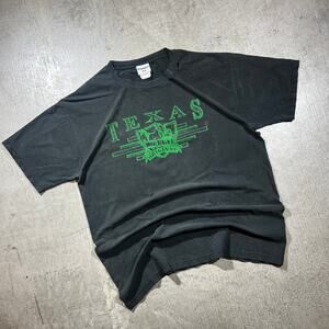 Vintage 90s Texas T-Shirt Faded Black Neon Green XL